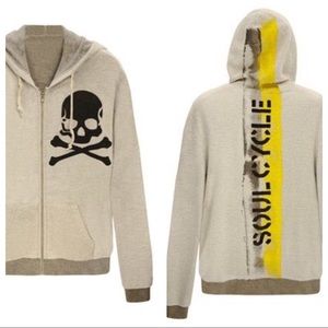 SoulCycle Zip Up Skull Stripe Hoodie Gray